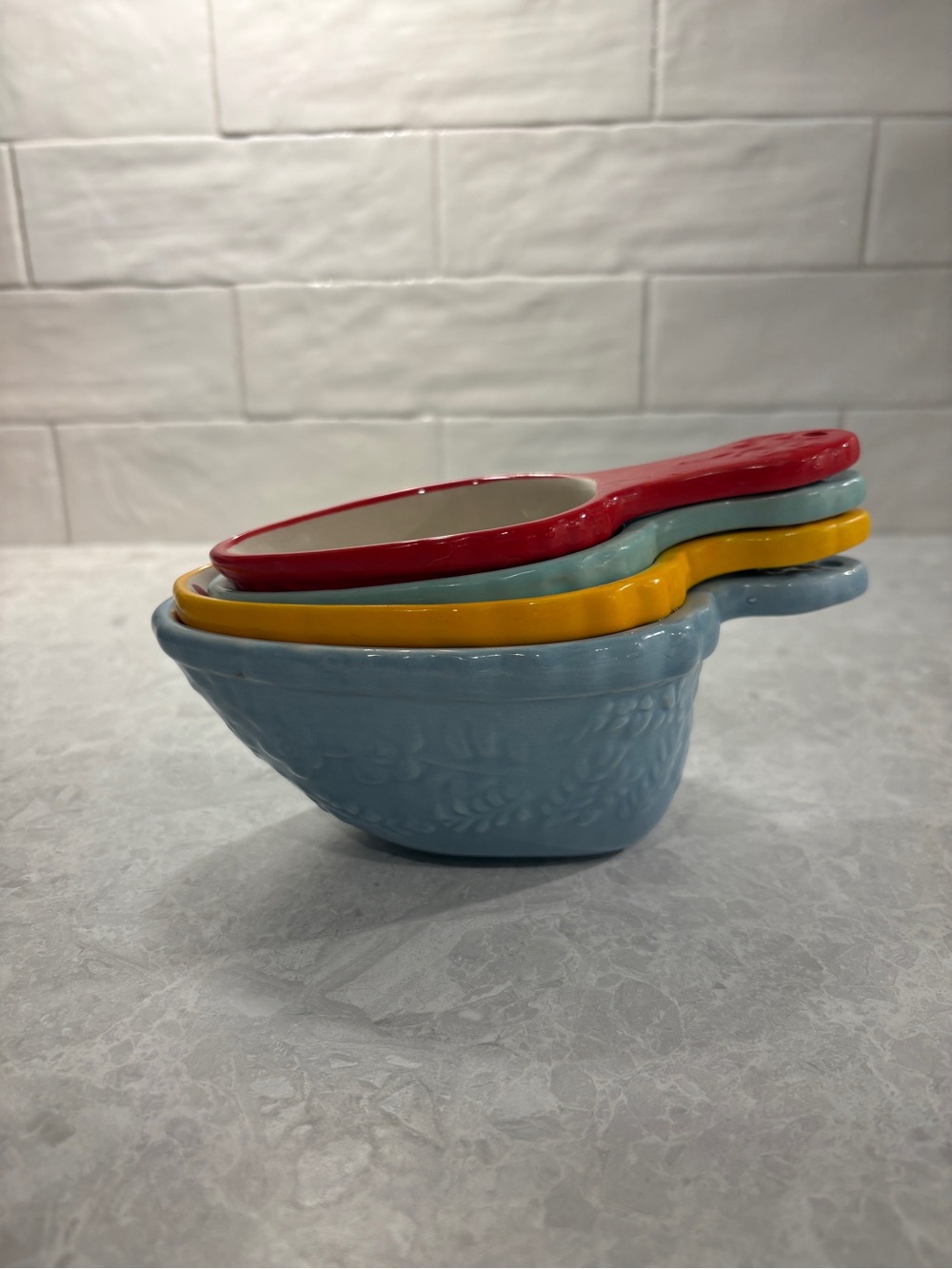 Pioneer Woman Colorful Ceramic Measuring Cups